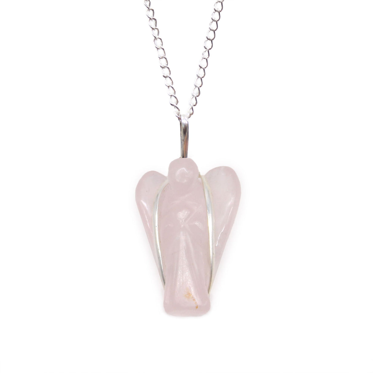 Rose Quartz Crystal Guardian Angel Pendant