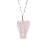 Rose Quartz Crystal Guardian Angel Pendant