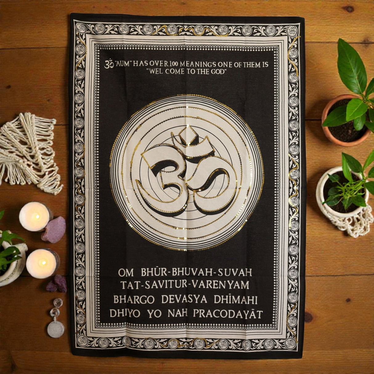 Cotton Wall Art (70x110cm) – Om – Welcome to the God, Tapestries