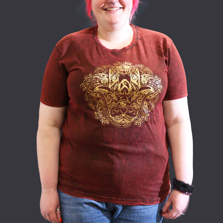 Hamsa T-Shirt Stone Washed Maroon Extra Large