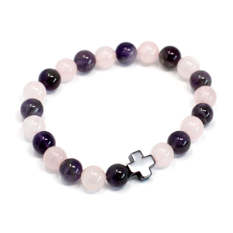 Paar Armbänder Set aus 2 Amethyst Rosenquarz