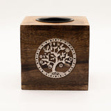Large Square Mango Wood Oil Burner – Tree of Life