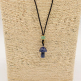 Cord Necklace Gemstone Pendant – Sodalite Mushroom