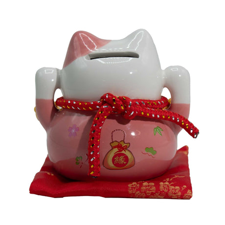 Κεραμική Κουμπαράς Γάτα – Ροζ σε Μαξιλάρι