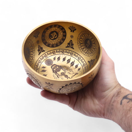 Set of 4 Etched Brass Tibetan Singing Bowls