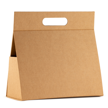 Flat Pack Gift Box - Lrg Hand Box (28 × 12.5 × 26 cm) - Brown Craft