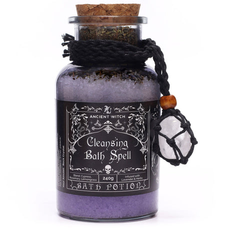 Poción de Baño de Hechicera Antigua y Amuleto de Cristal de Roca – Purificación
