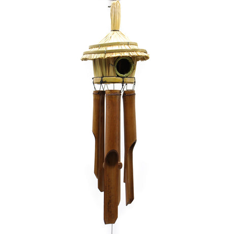 Vogeldoos rond zeegras met windgong 45x17cm