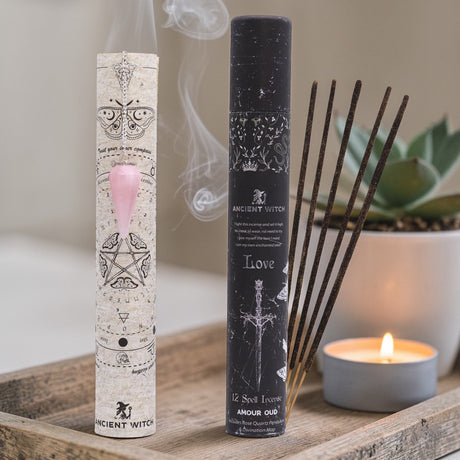 Ancient Witch Spell Incense – Love – Rose Quartz Pendulum, Incense Sticks