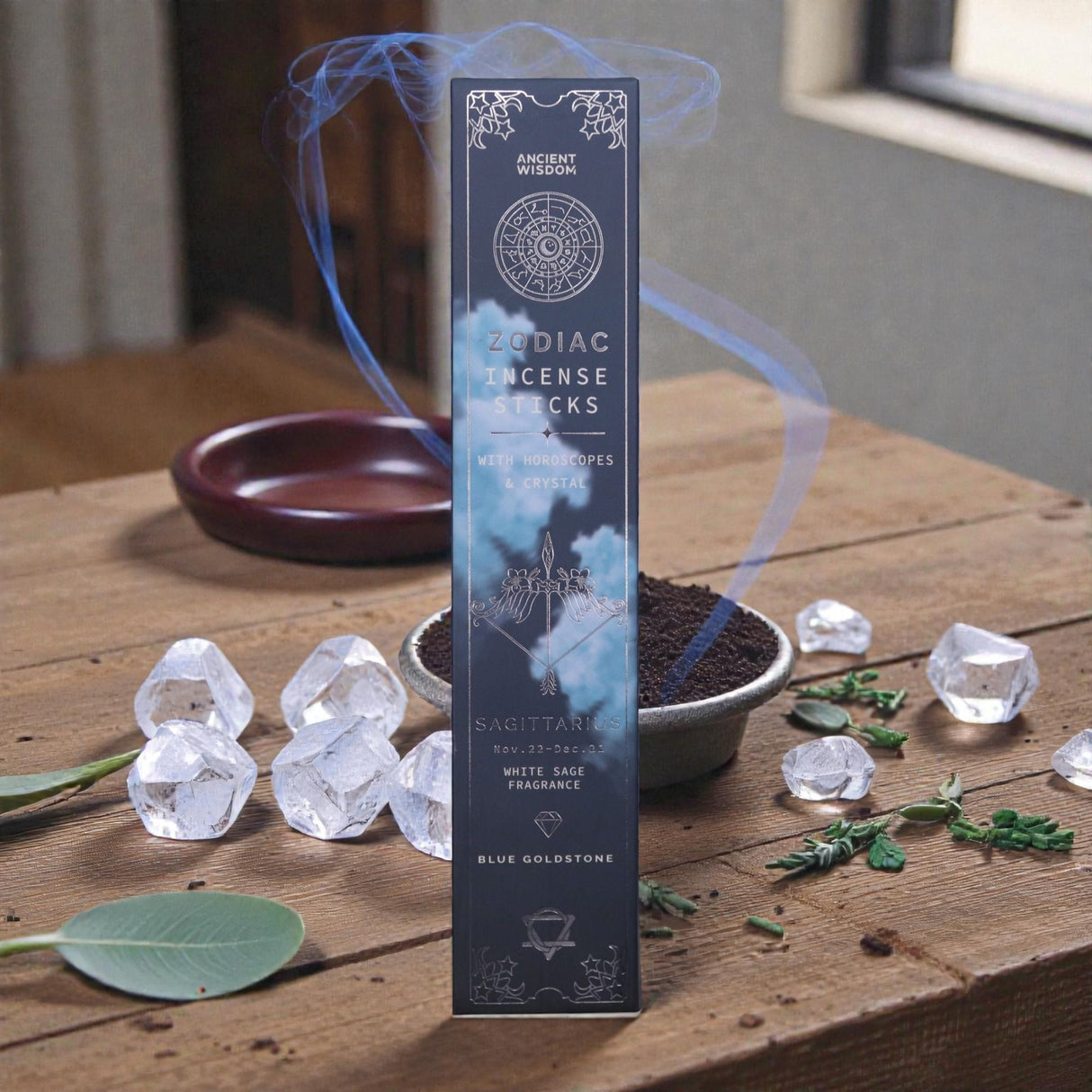 White Sage Zodiac Gemstone Crystal Incense – Sagittarius, Incense Sticks