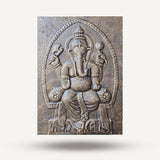 Ganesha antyczne złoto, żelazna dekoracja ścienna 0,7x1 m