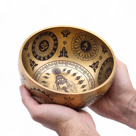 Set of 4 Etched Brass Tibetan Singing Bowls