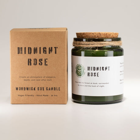Greenman Woodwick sójová sviečka – Polnočná ruža