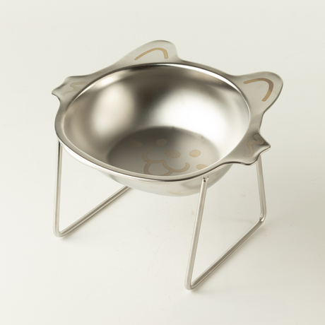 PAW Food Bowls - Single Cat Bowl in Stand - Stainless Steel (304)