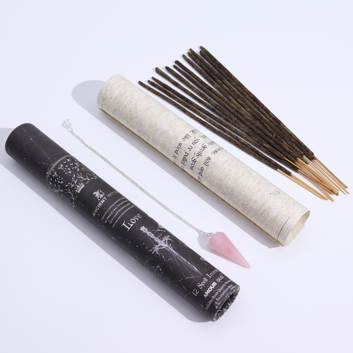 Ancient Witch Spell Incense – Love – Rose Quartz Pendulum