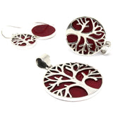 Boucles d'oreilles Arbre de Vie argent effet corail, paire