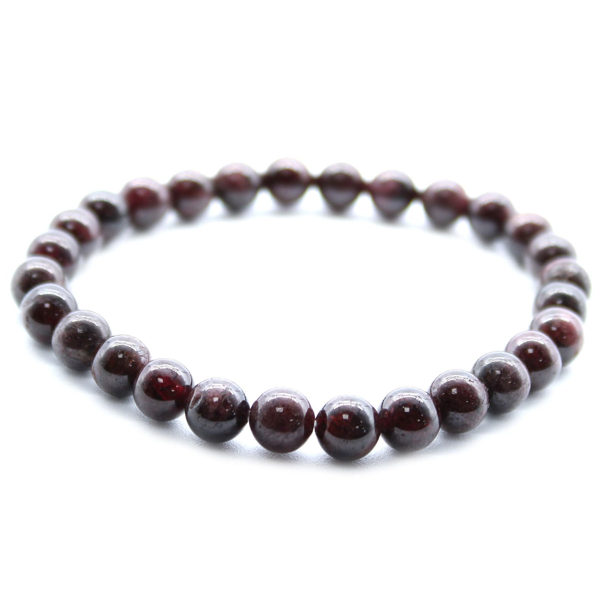Blodgarnet perlet elastisk armbånd 8mm