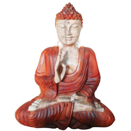 Buddha-staty handkarvad trä undervisningspose 30cm