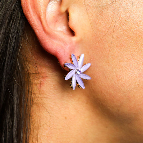 Lavender Vintage Glass Flower Stud Earrings
