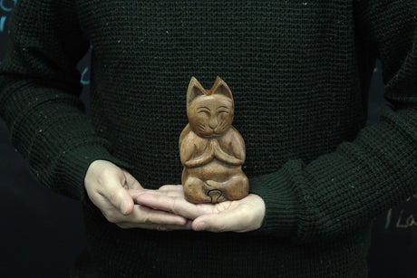 Sheesham puinen palapelikotelo, jooga kissa