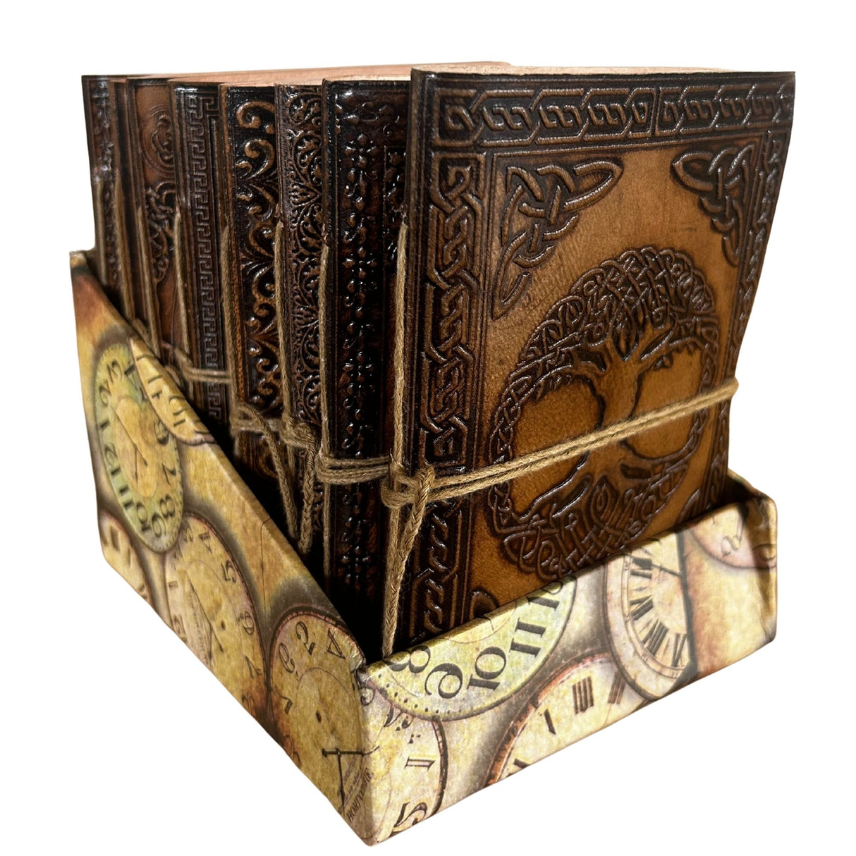 Embossed Leather Notebook Tree of Life Pentagram 15x11.5cm