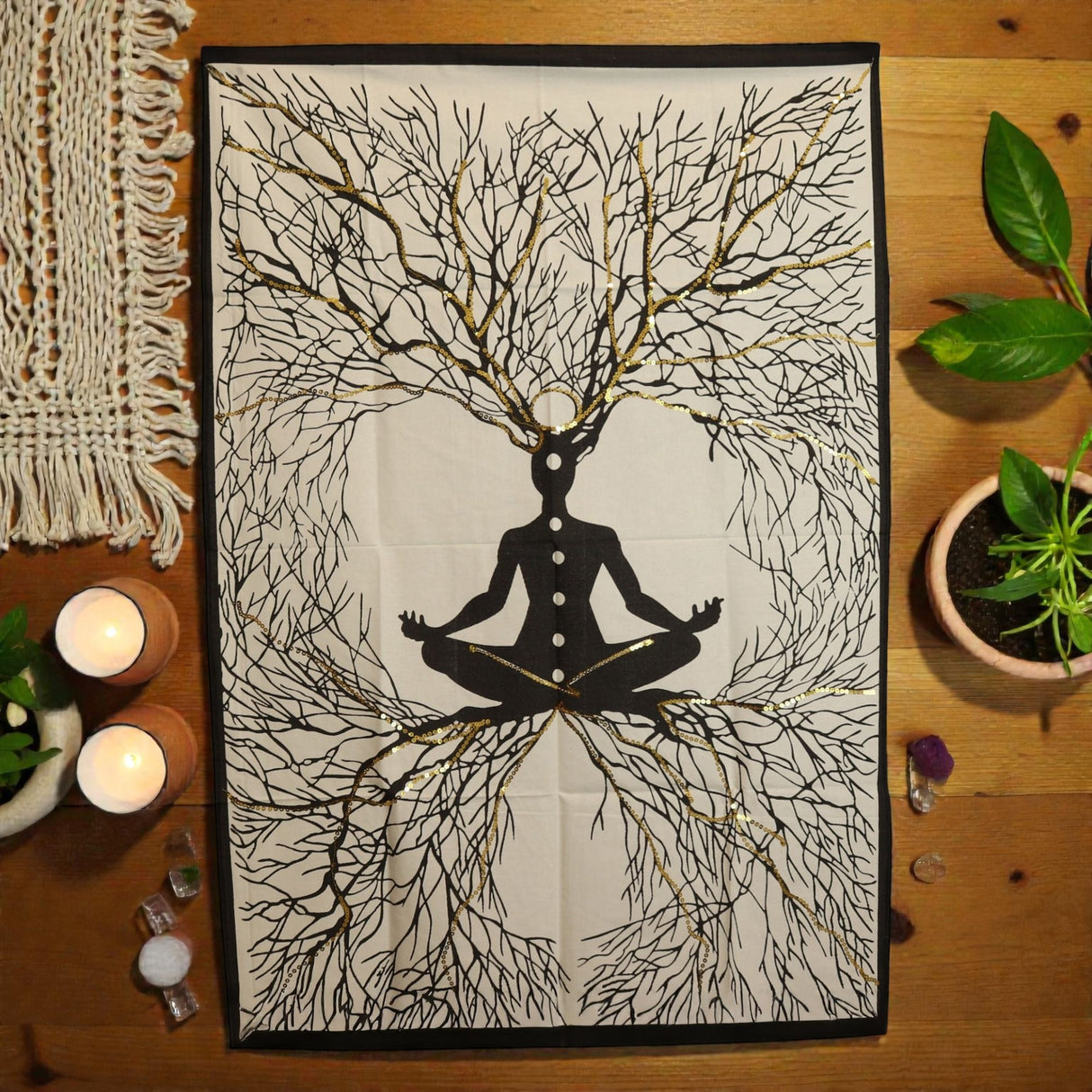Cotton Wall Art (70x110cm) – Chakra Earth Connection, Tapestries