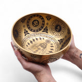 Set of 4 Etched Brass Tibetan Singing Bowls