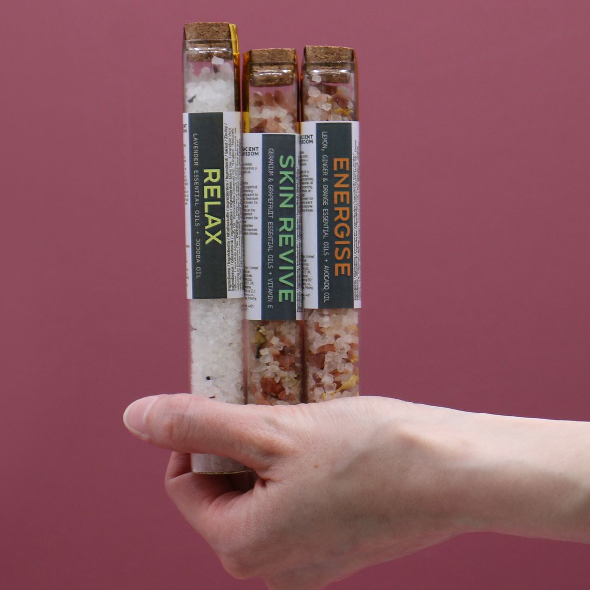 Darčeková sada kúpeľových solí, 7 fľaštičiek