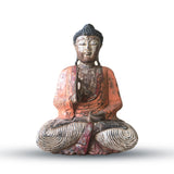 Socha Buddhy Učitel, ručně vyřezávané dřevo, 60 cm, oranžová
