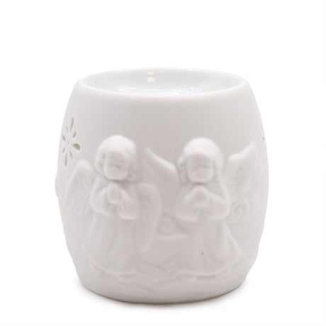 Oil and Wax Melt Burner, White Ceramic Cherub