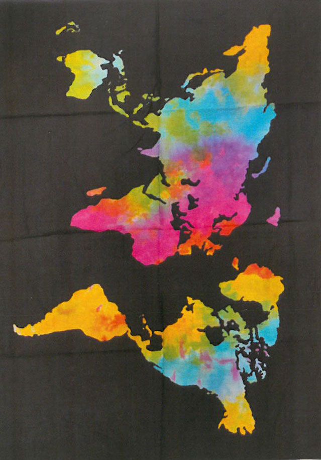 Wereldkaart Wandkleed Zuid-Omhoog Katoenen Wanddecoratie