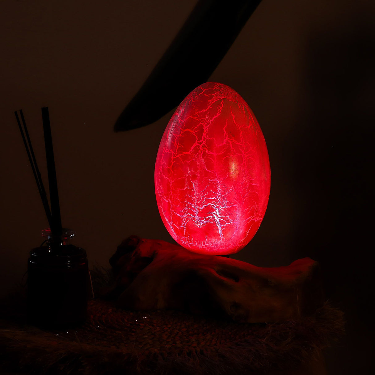 DriftGlow Lamp Crackle Fire Egg Shade – Orange