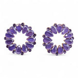Vintage Lavender Glass Halo Stud Earrings