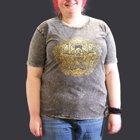 Hamsa T Shirt Stone Washed Dark Grey XL