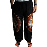 Tie-Dye Lounge Pants, Hand-Dyed Black Orange Sunburst