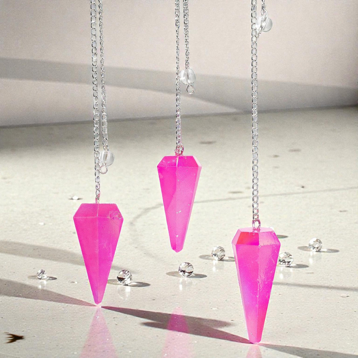 Zeszijdige Pendel – Aurora Kristal Roze – 4cm