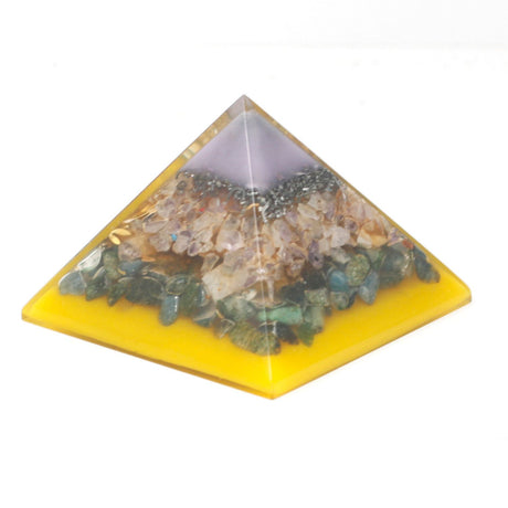 Orgoniet Piramide Boom Gouden Basis Koper Kristallen 70mm