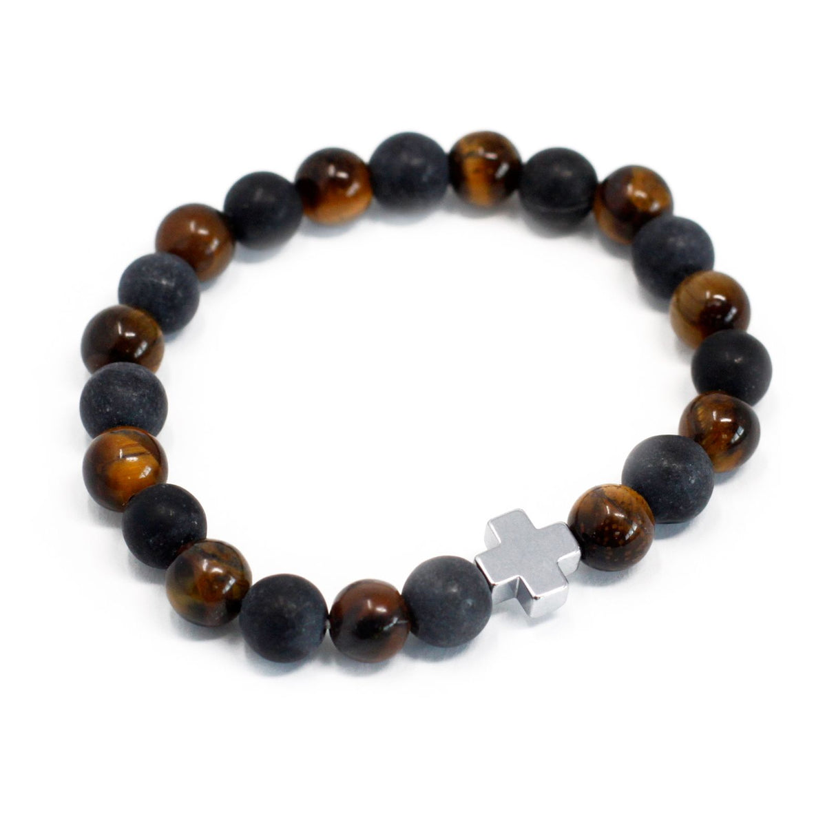 Bracelets de couple lot de 2 pierre œil de tigre noire