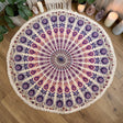 Small Mandala Roundie Cotton Art (130cm) – Peacock Purples, Wall Art