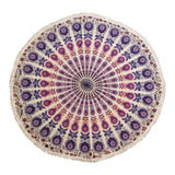 Kleines Mandala-Rundtuch aus Baumwolle (130 cm) – Pfauenlila