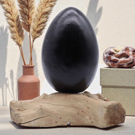 DriftGlow Lamp Crackle Lava Egg Shade – Grey, Table Lamps
