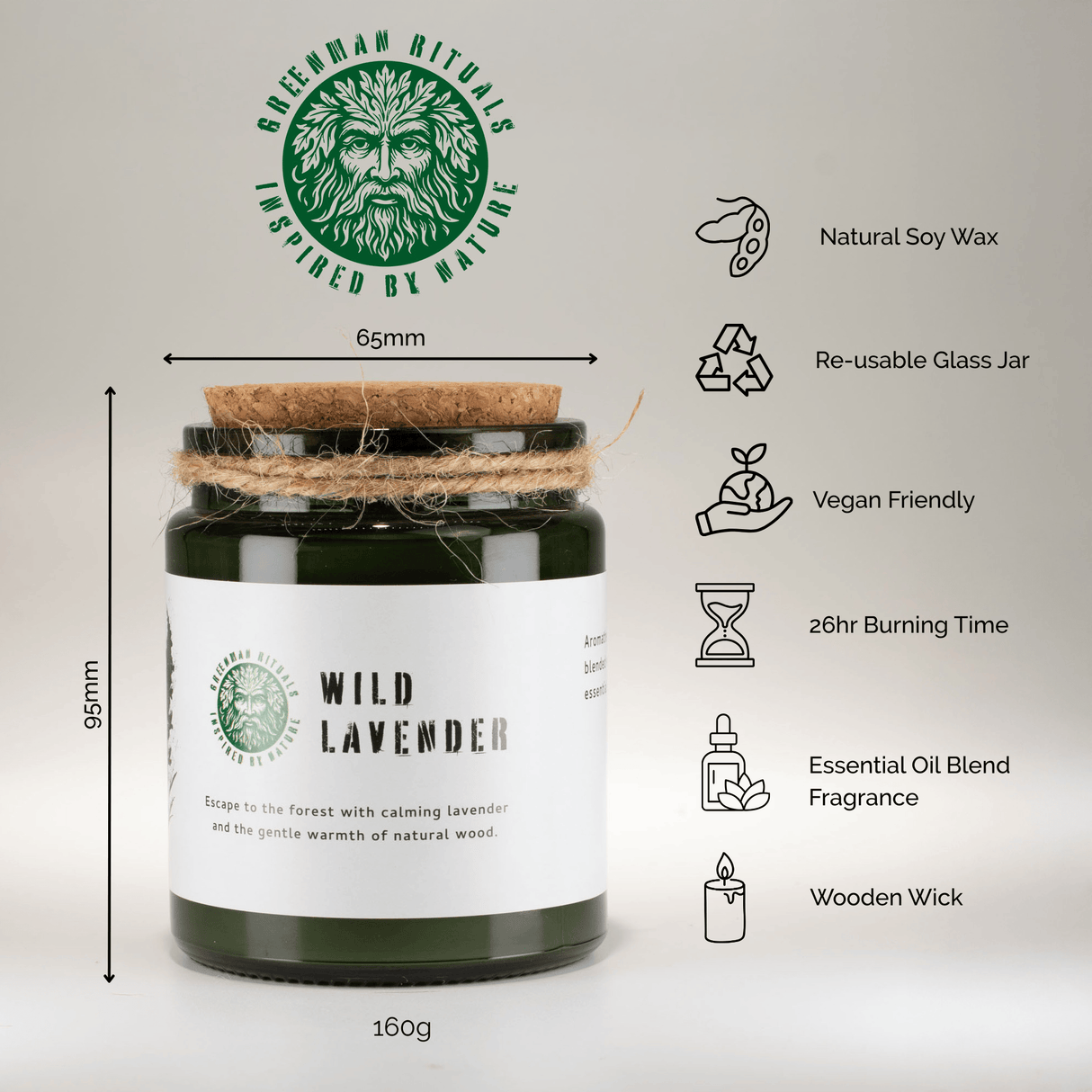 Greenman Woodwick Soy Candle – Midnight Rose