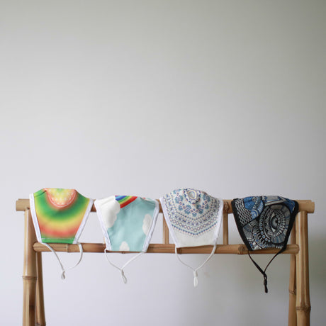 Regenbogenfarbene Gesichtsmaske für Erwachsene mit Filter