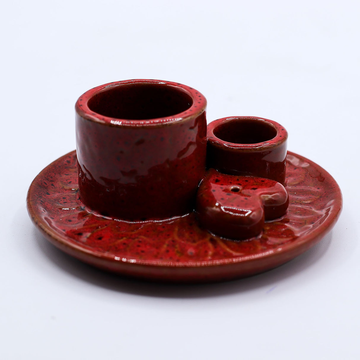 Ceramic Palo Santo and Incense Holder Red Mandala