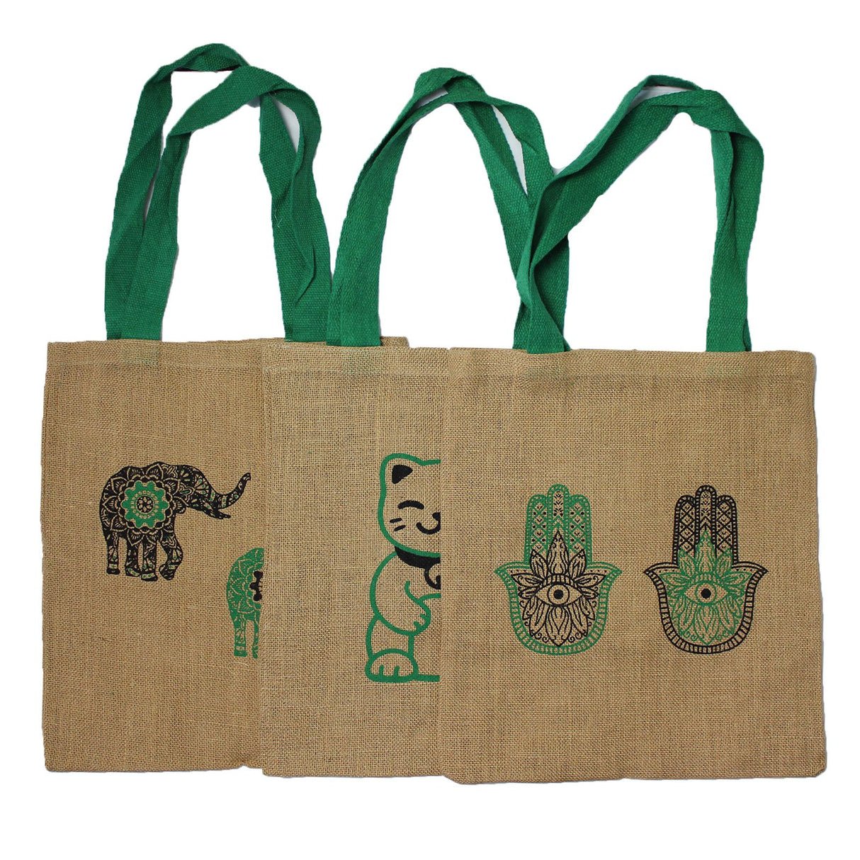 Jute Tote Bag Large Hamsa - Mystic Designs