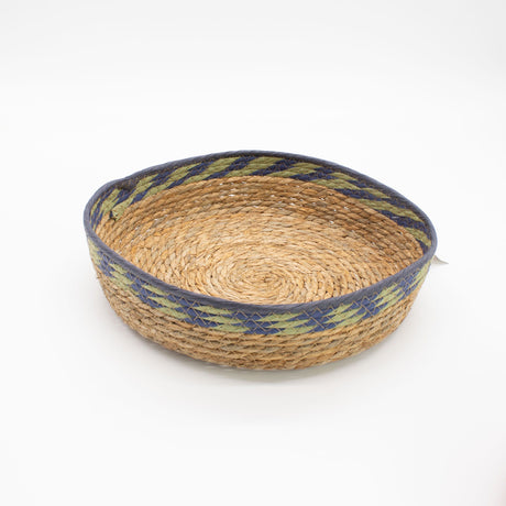 Подносы из соломы и морской травы – натуральные зелёный и синий – набор из 3 штук