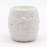 Oil and Wax Melt Burner, White Ceramic Cherub