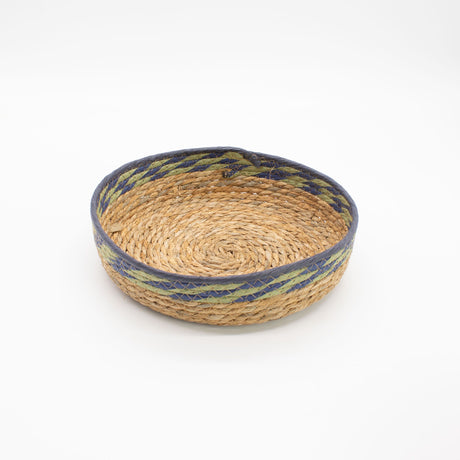 Подносы из соломы и морской травы – натуральные зелёный и синий – набор из 3 штук