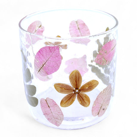 Pressed Flower Glass Tealight Holder Primavera 8x8cm