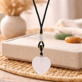 Cord Necklace Gemstone Pendant – Rose Quartz Heart